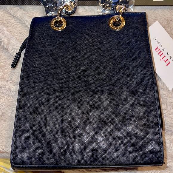 Trina Turk Crossbody Tote Black Double Handle New With Tags - Picture 3 of 9